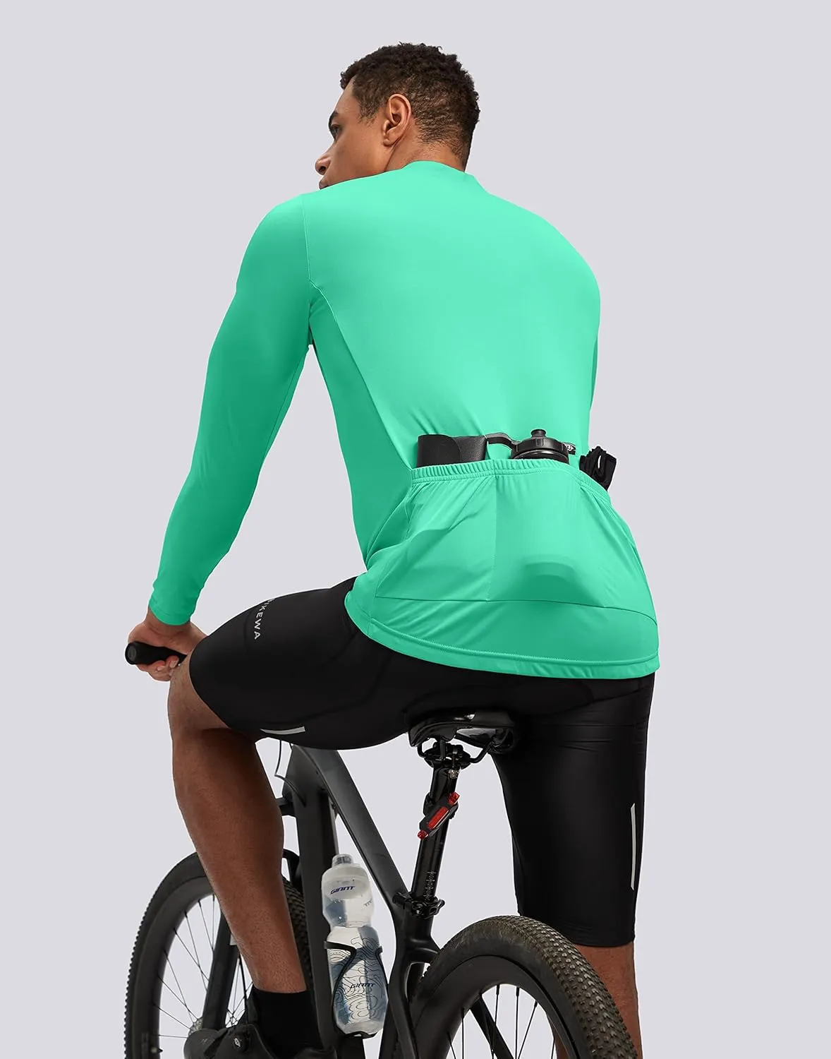 Bikewa Men's Cycling Jersey with 3 1 Rear Zipper Pockets Long Sleeve Moisture Wicking UPF 50  Half Zip Riding Bike Shirts