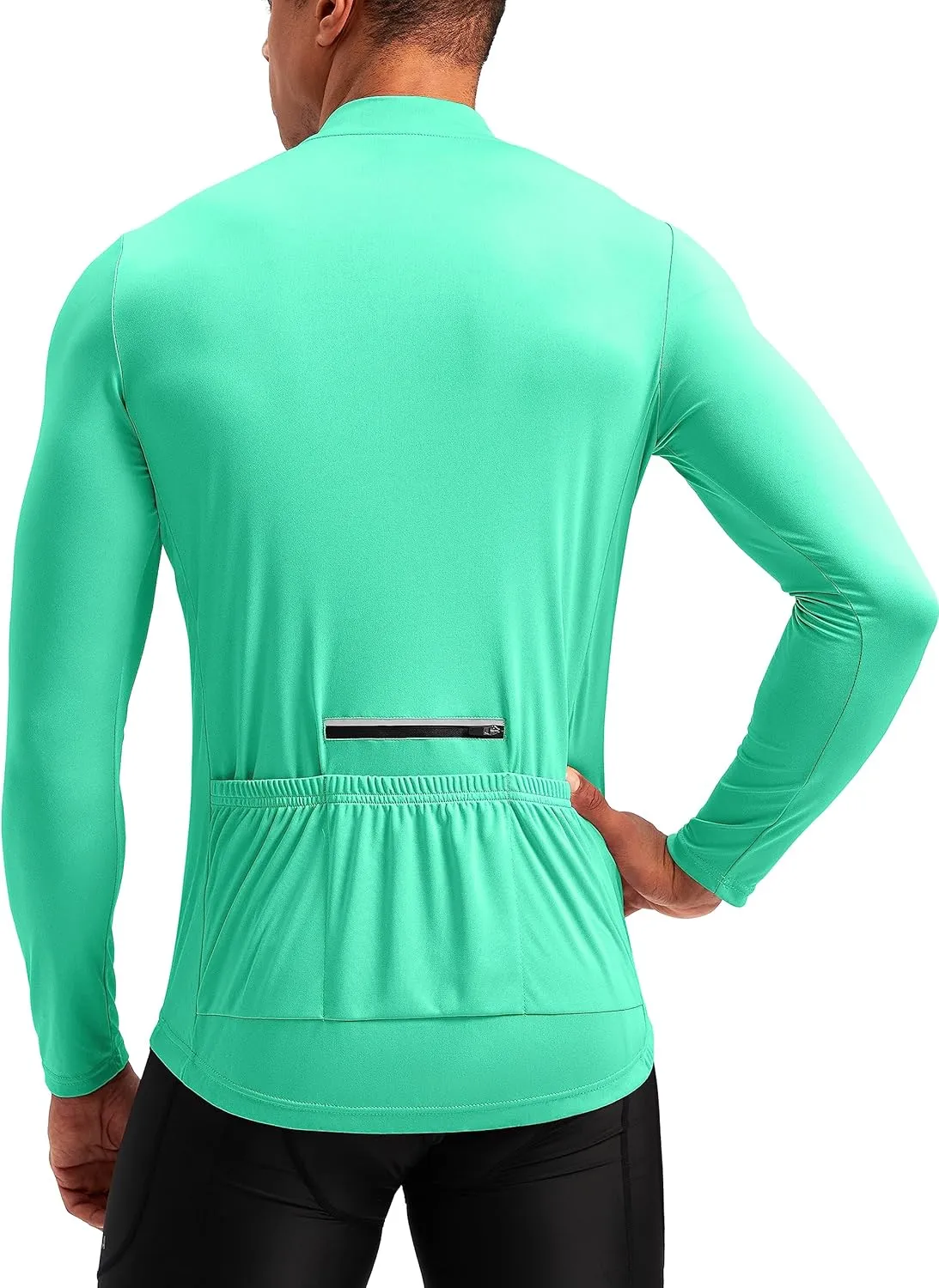 Bikewa Men's Cycling Jersey with 3 1 Rear Zipper Pockets Long Sleeve Moisture Wicking UPF 50  Half Zip Riding Bike Shirts