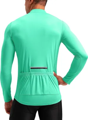 Bikewa Men's Cycling Jersey with 3 1 Rear Zipper Pockets Long Sleeve Moisture Wicking UPF 50  Half Zip Riding Bike Shirts