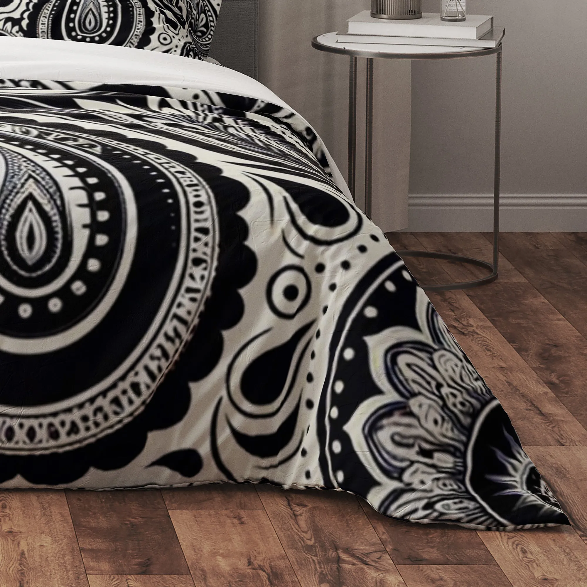 Black and White Mandala Reversible Quilt Cover Duvet Cover Set