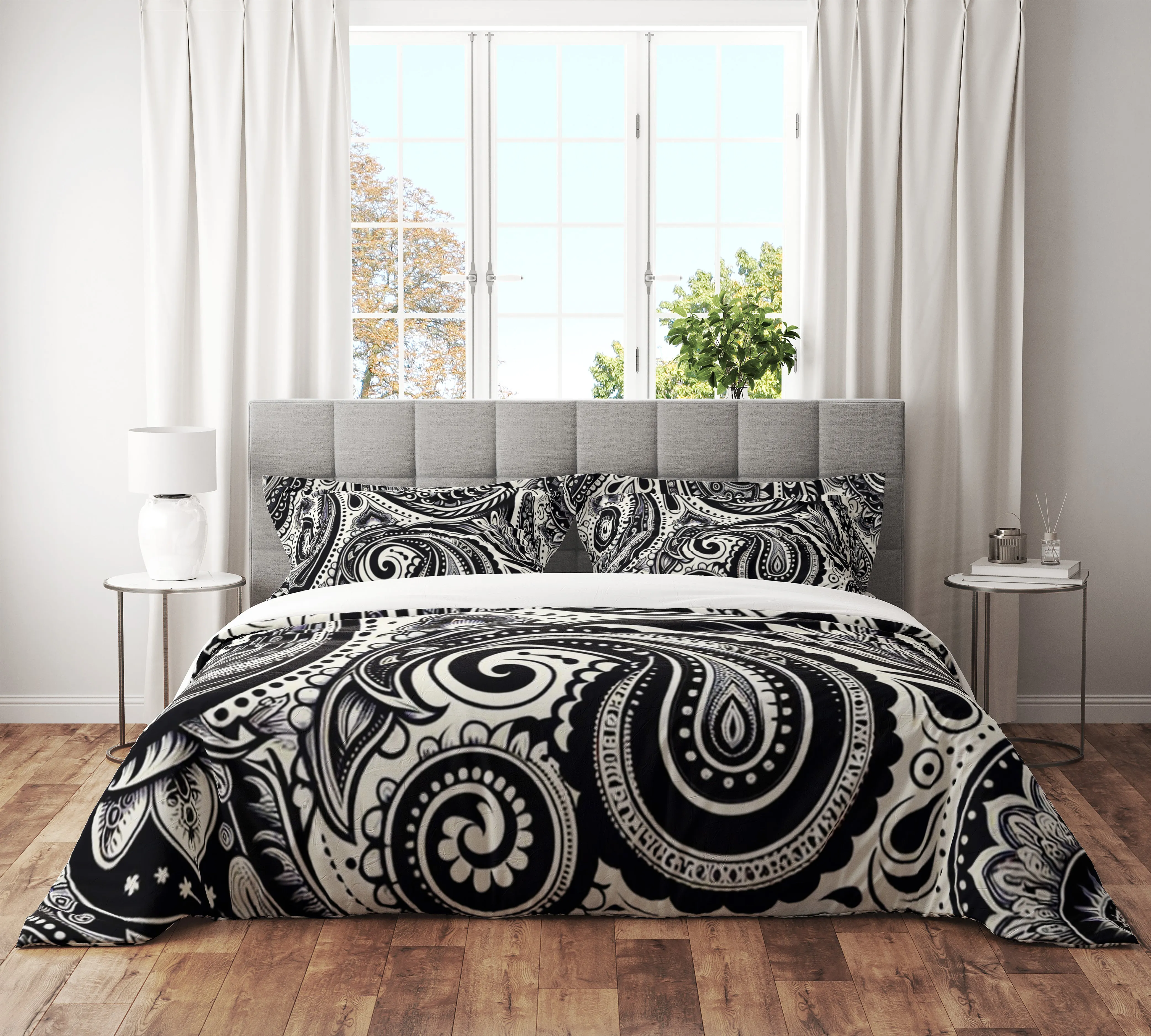 Black and White Mandala Reversible Quilt Cover Duvet Cover Set