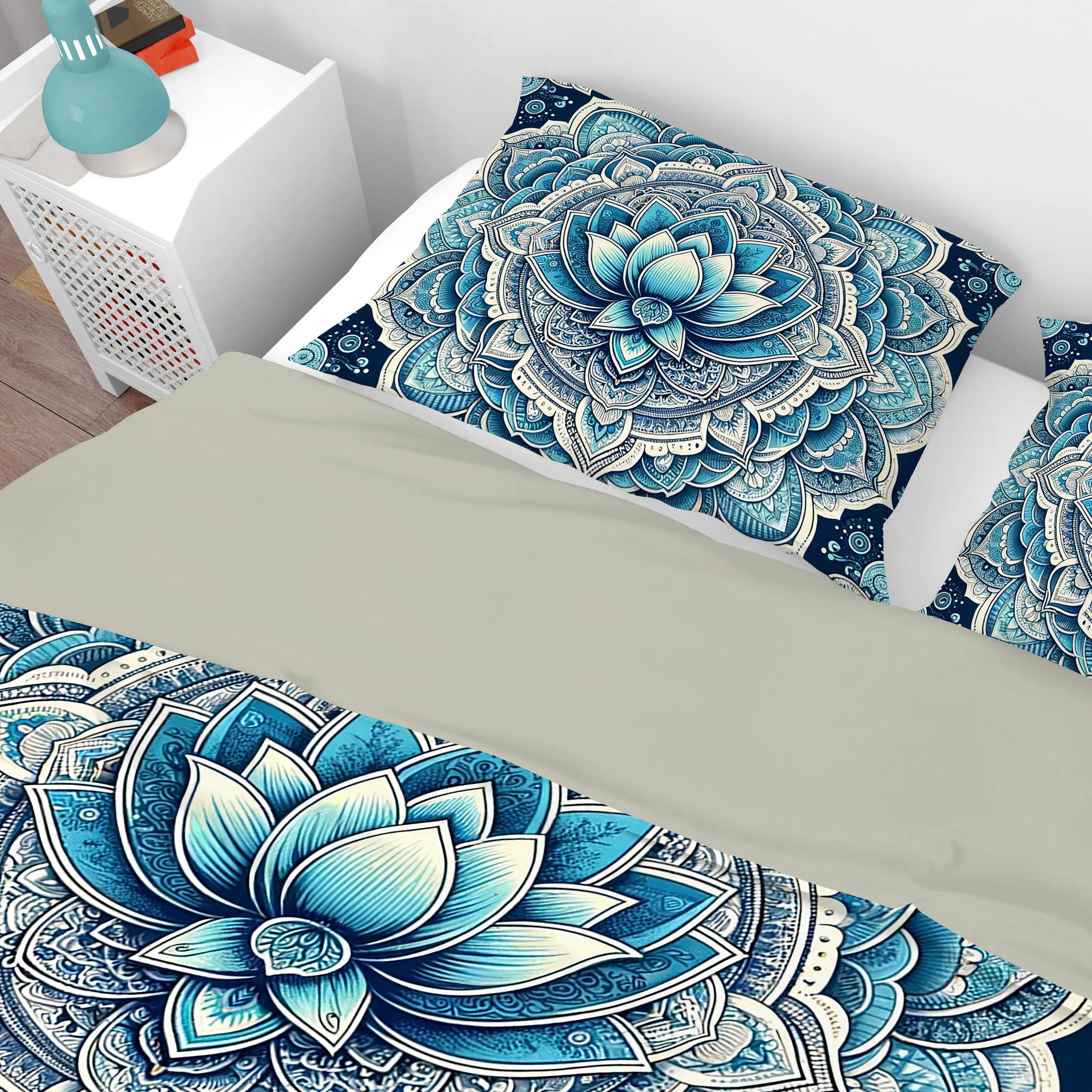 Bohemian Blue White Mandala Reversible Quilt Cover Duvet Cover Set