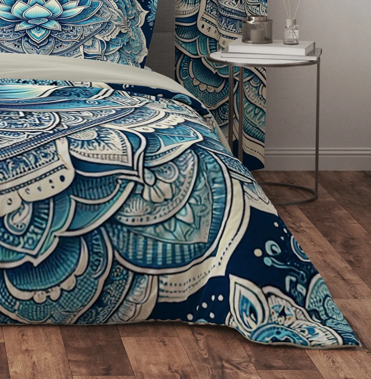 Bohemian Blue White Mandala Reversible Quilt Cover Duvet Cover Set