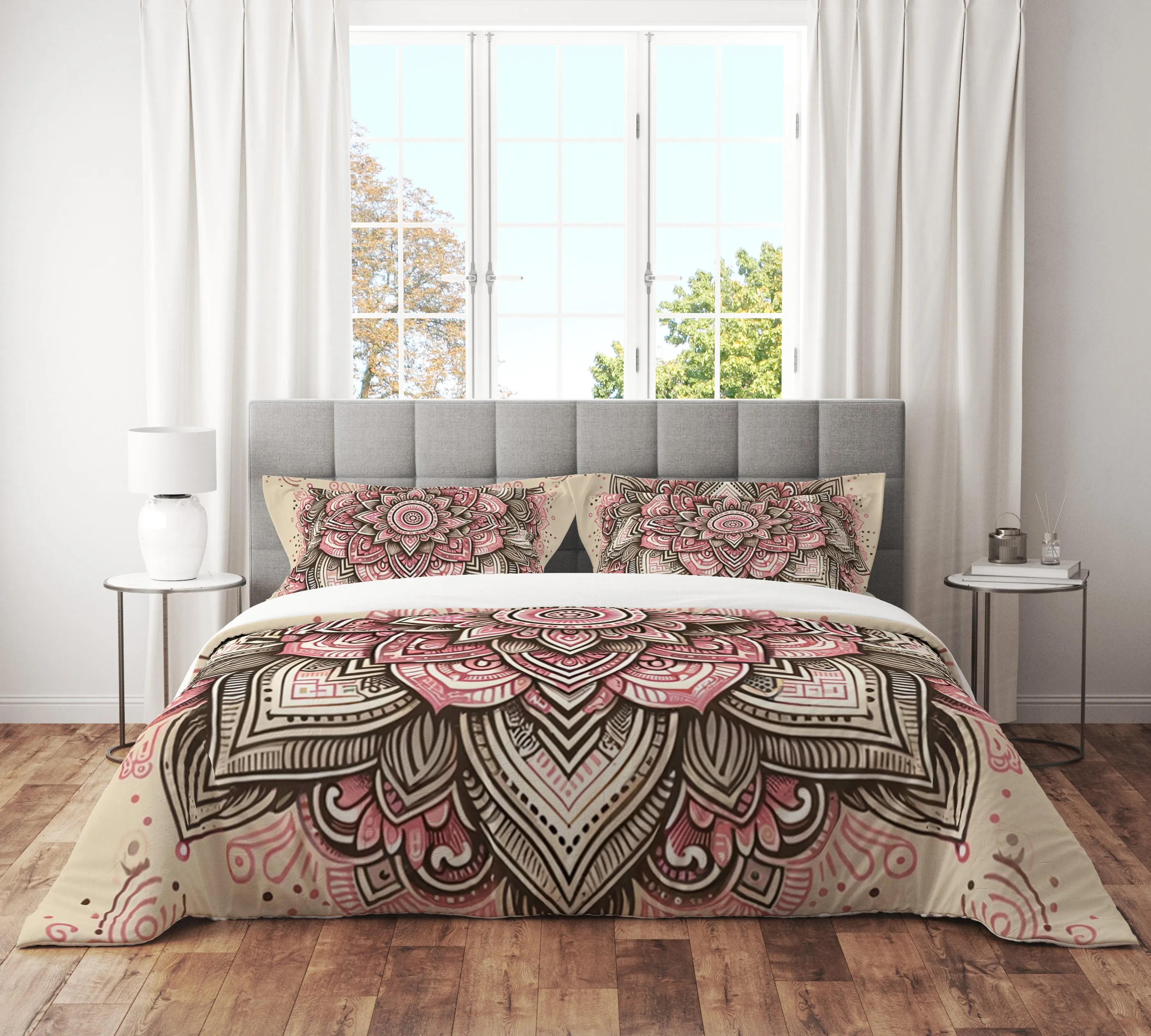 Bohemian Blush Indian Mandala Reversible Quilt Cover Duvet Cover Set