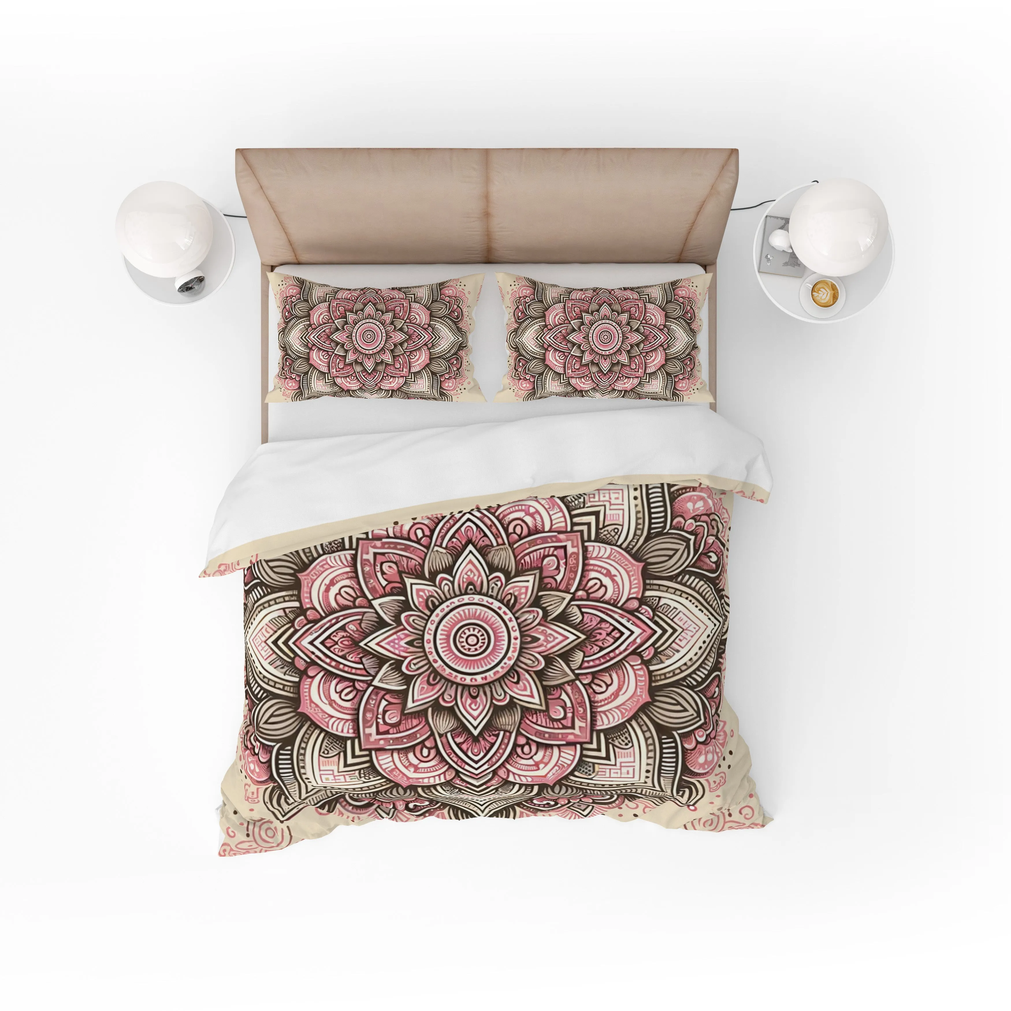 Bohemian Blush Indian Mandala Reversible Quilt Cover Duvet Cover Set