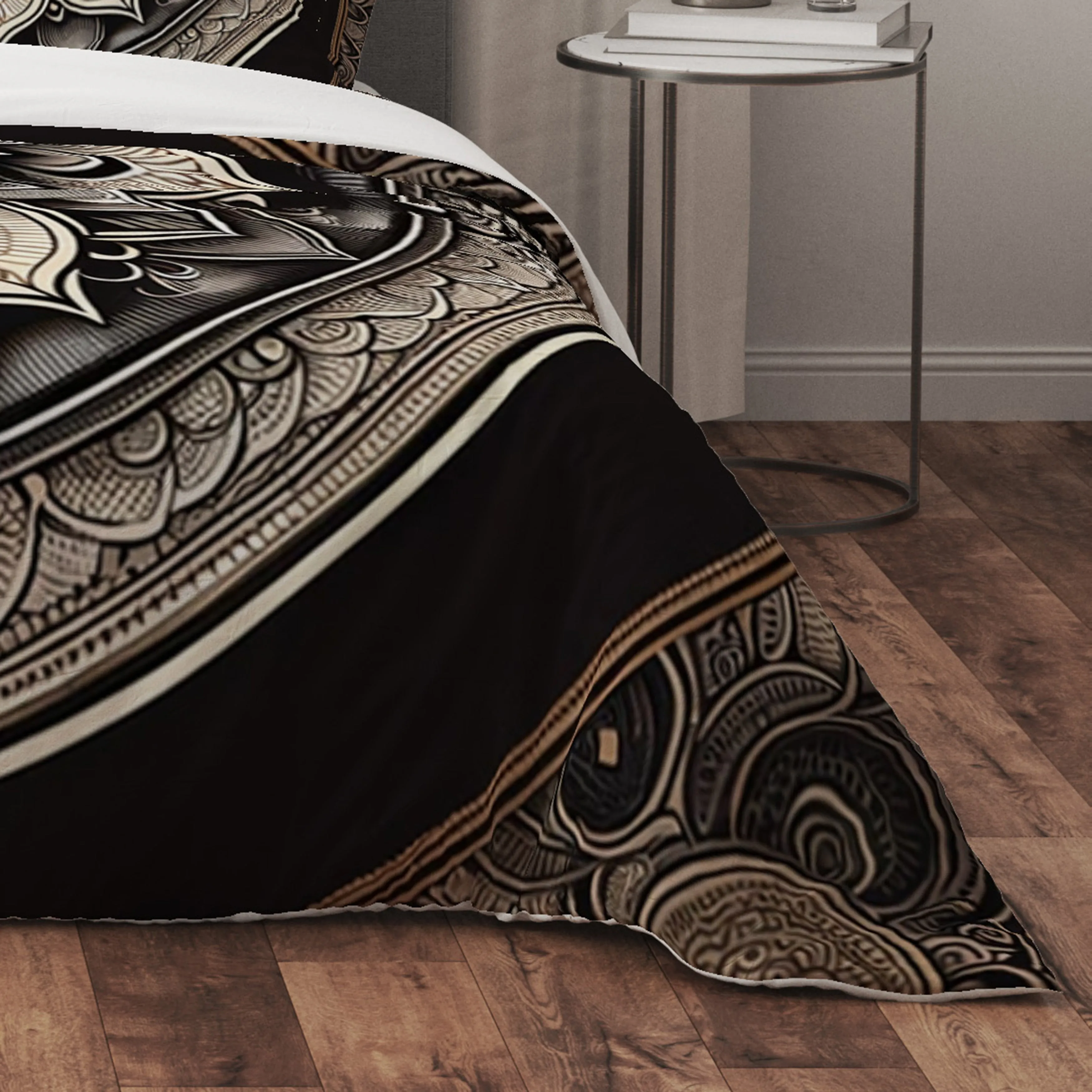 Bohemian Clouded Raven Indian Mandala Reversible Quilt Cover Duvet Cover Set