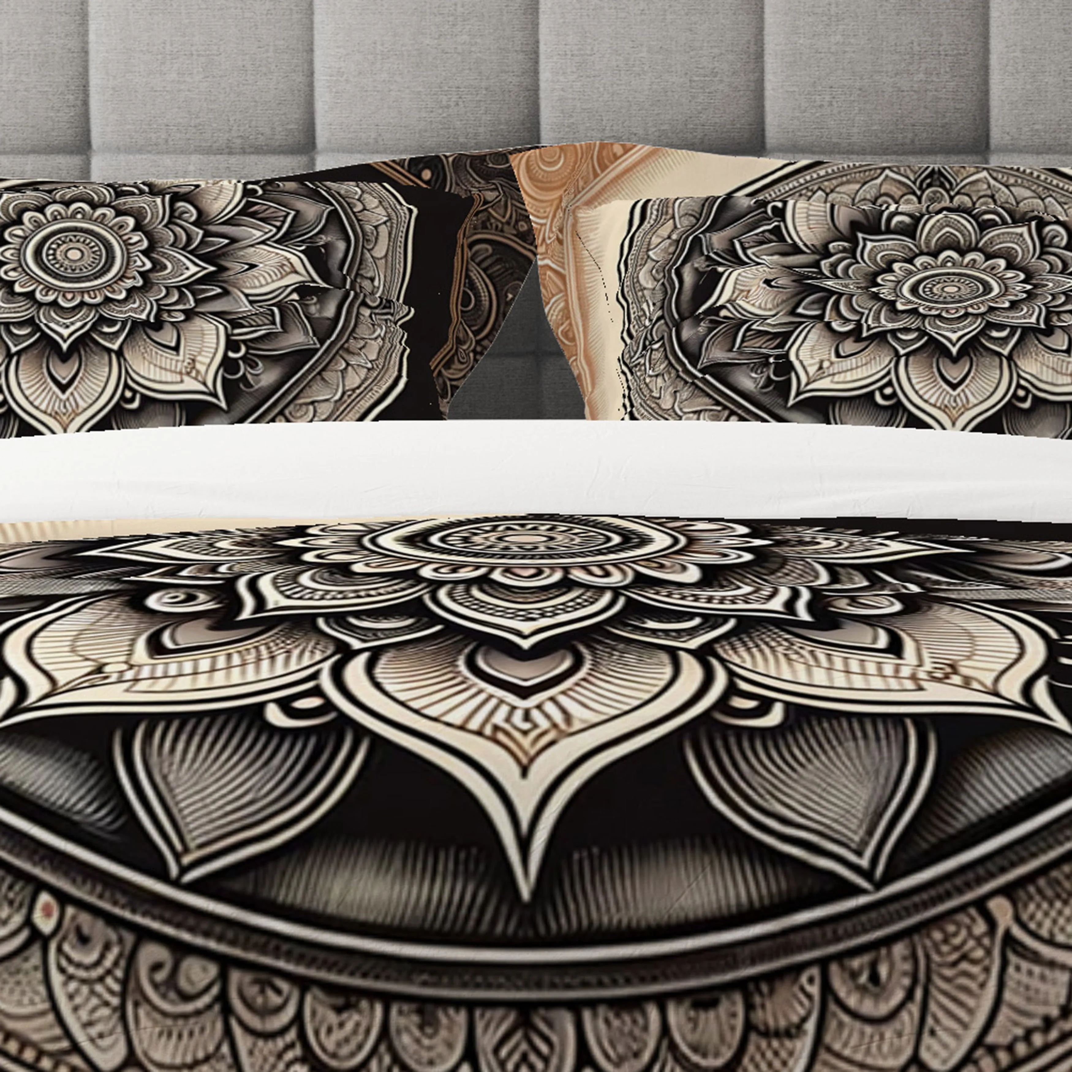 Bohemian Clouded Raven Indian Mandala Reversible Quilt Cover Duvet Cover Set