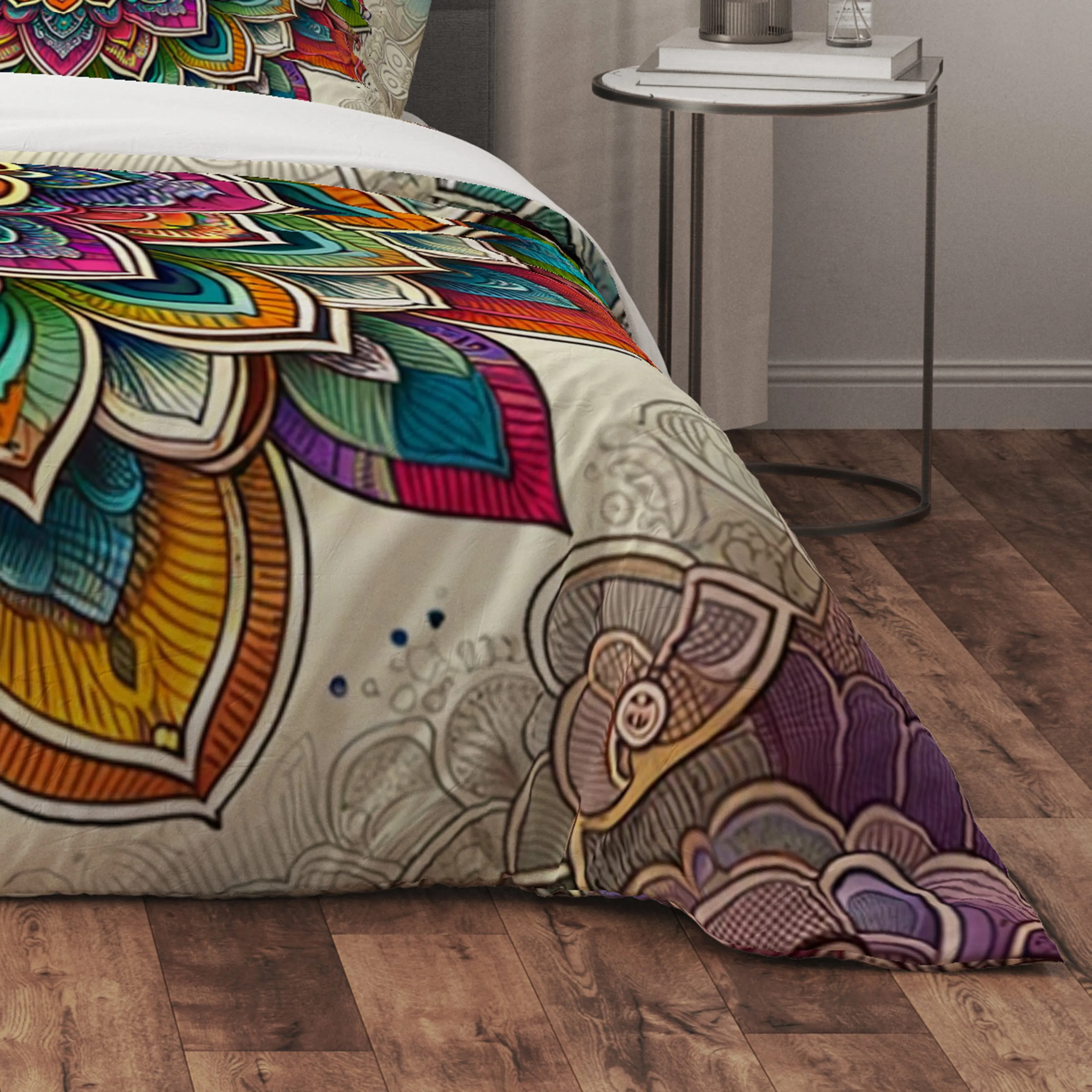 Bohemian Colourful Joy Indian Mandala Reversible Quilt Cover Duvet Cover Set