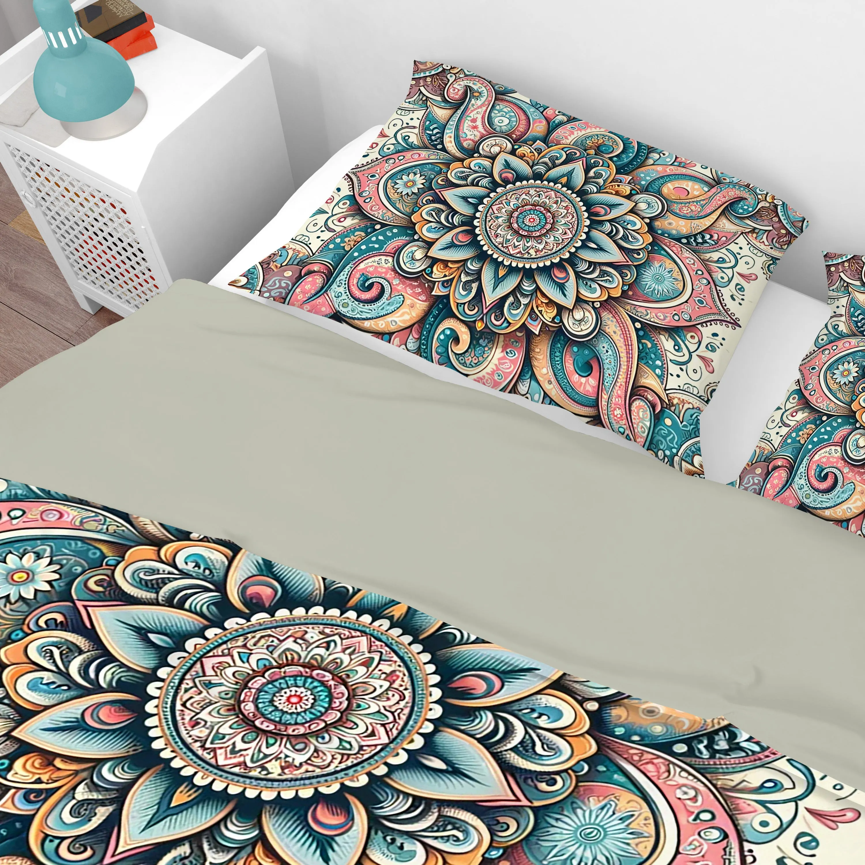 Bohemian Colourful Paisley Mandala Reversible Quilt Cover Duvet Cover Set