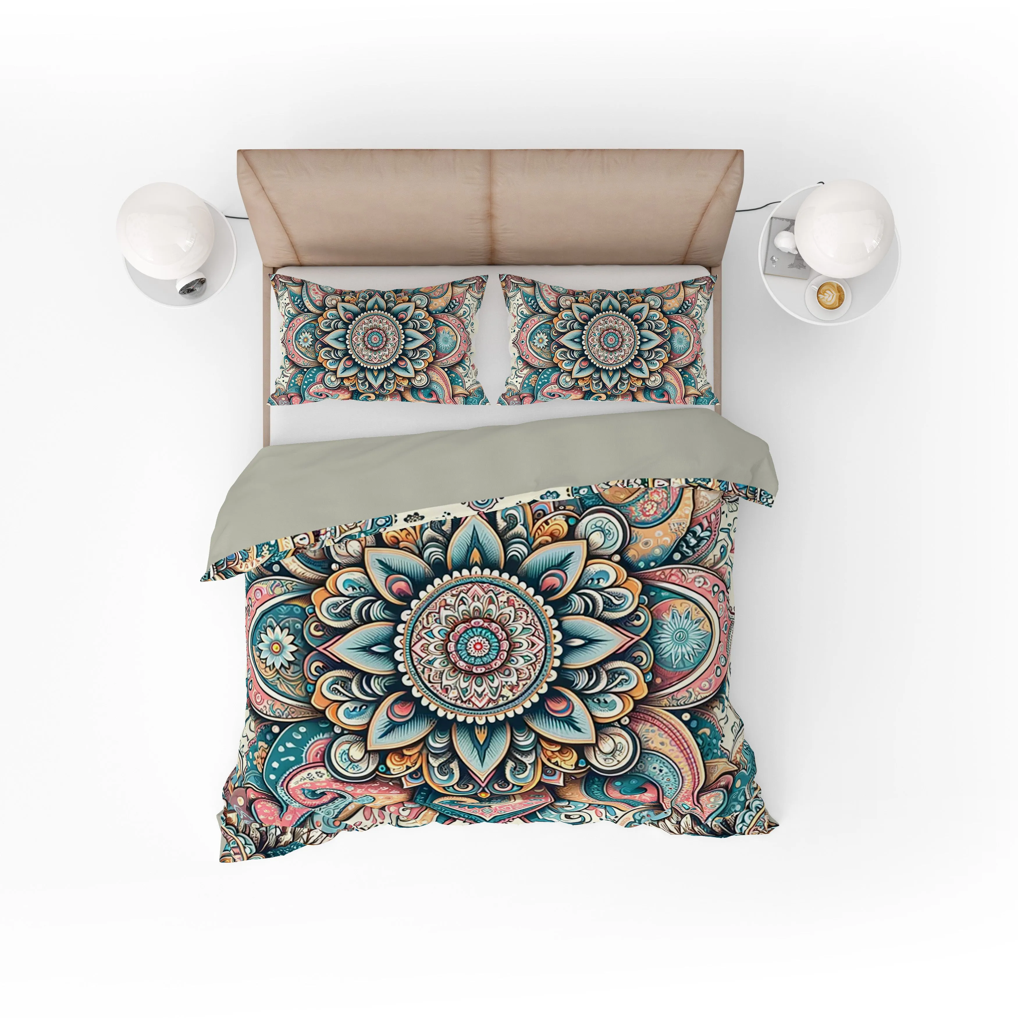 Bohemian Colourful Paisley Mandala Reversible Quilt Cover Duvet Cover Set