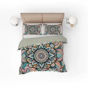 Bohemian Colourful Paisley Mandala Reversible Quilt Cover Duvet Cover Set