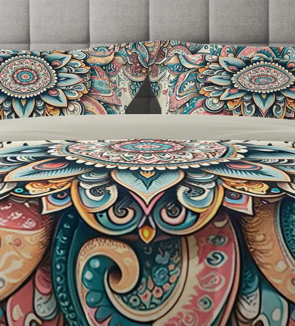 Bohemian Colourful Paisley Mandala Reversible Quilt Cover Duvet Cover Set