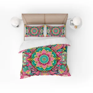 Bohemian Delicate Plum Indian Mandala Reversible Quilt Cover Duvet Cover Set