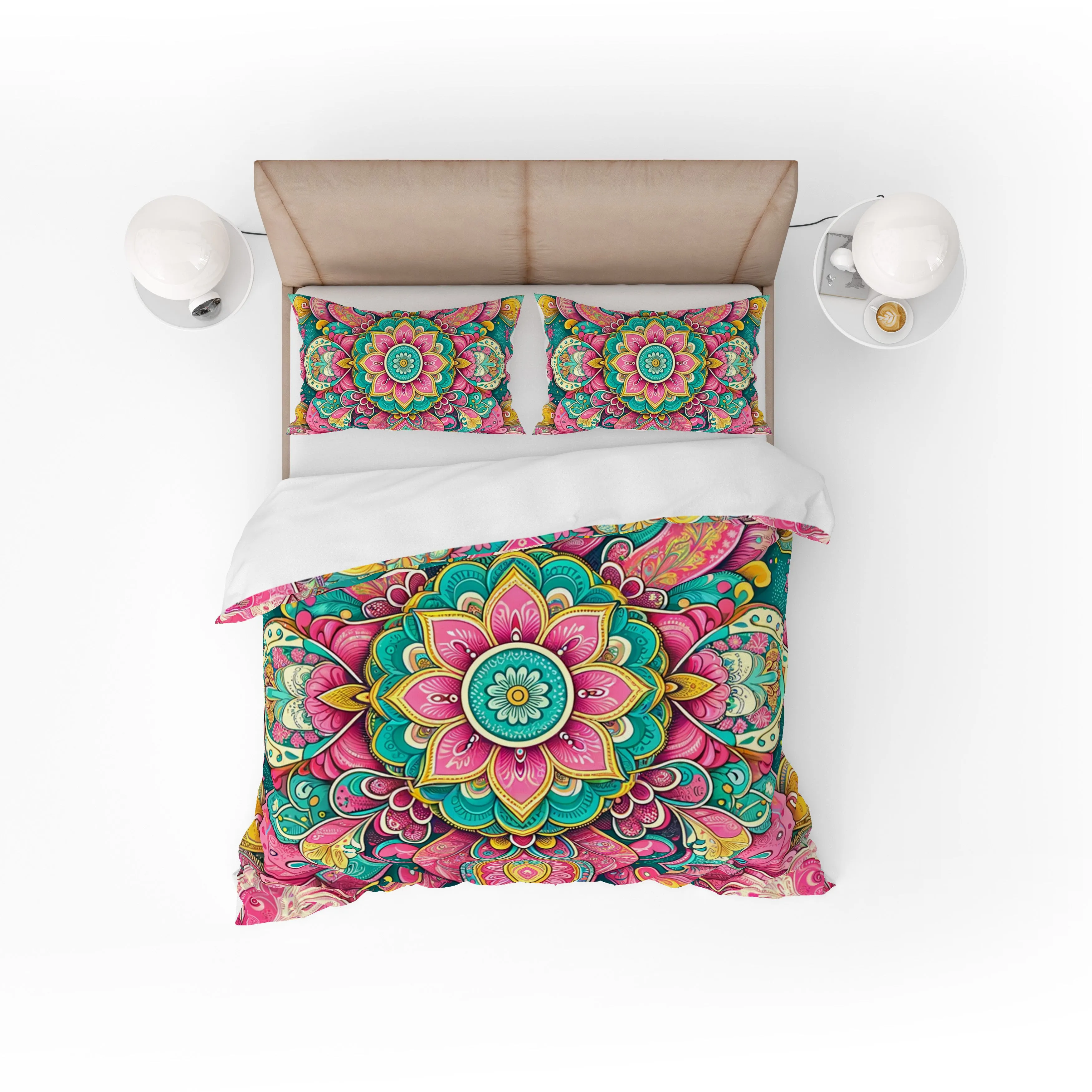 Bohemian Delicate Plum Indian Mandala Reversible Quilt Cover Duvet Cover Set