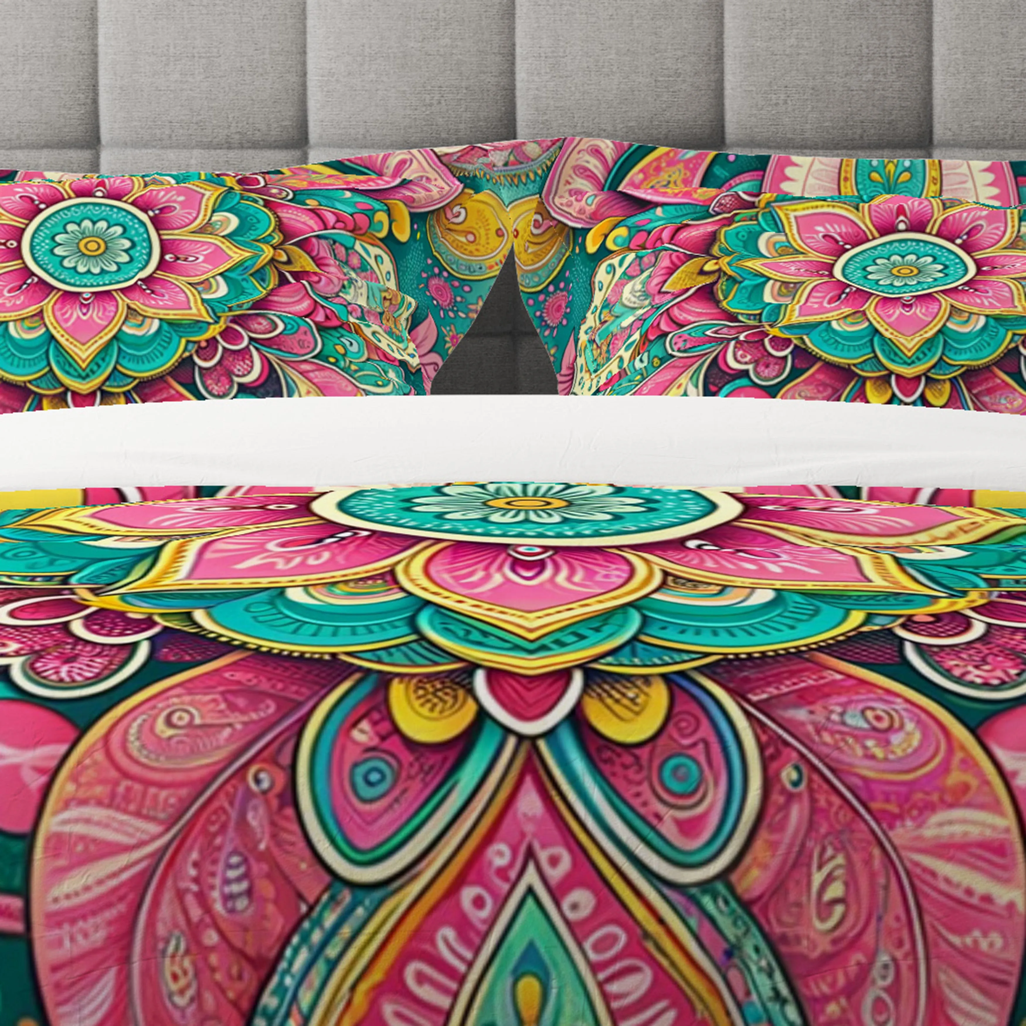 Bohemian Delicate Plum Indian Mandala Reversible Quilt Cover Duvet Cover Set