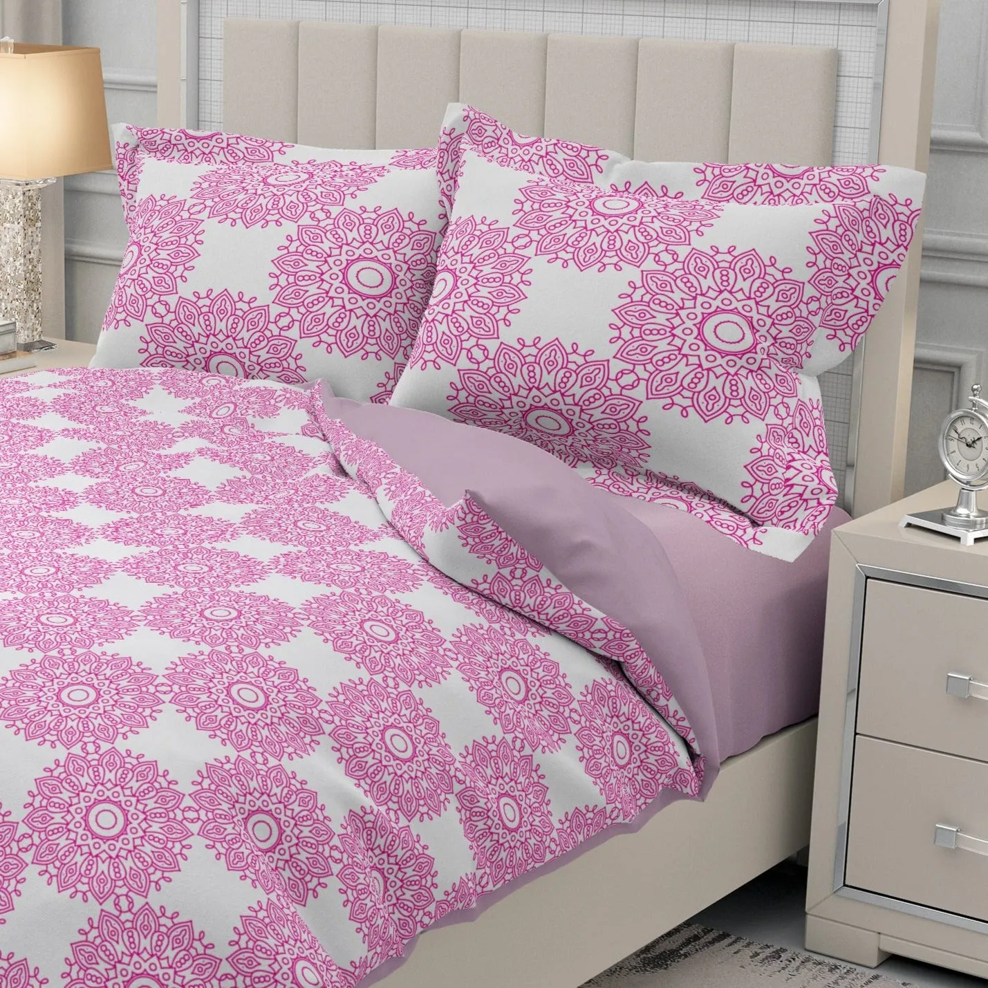 Bohemian Mandala Pink Chakra Quilt Cover Set King Size