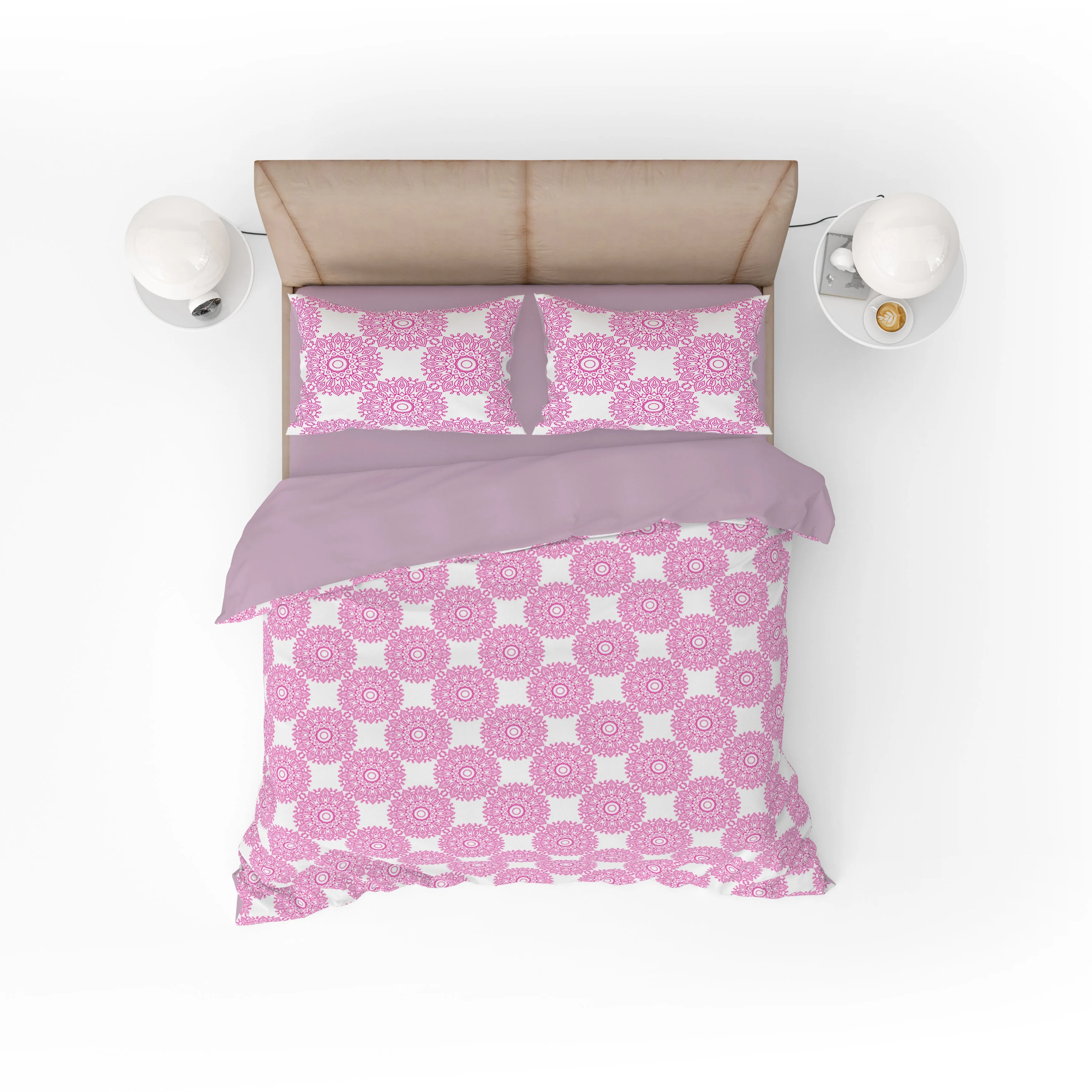 Bohemian Mandala Pink Chakra Quilt Cover Set King Size