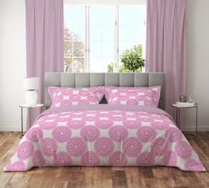 Bohemian Mandala Pink Chakra Quilt Cover Set King Size