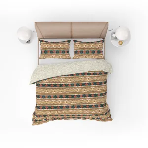 Bohemian Multicolour Geometrical Floral Cotton Reversible Quilt Cover Set