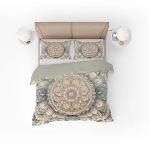 Bohemian Pastel Artisan Paisley Mandala Reversible Quilt Cover Duvet Cover Set