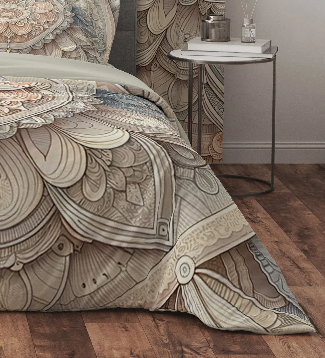 Bohemian Pastel Artisan Paisley Mandala Reversible Quilt Cover Duvet Cover Set