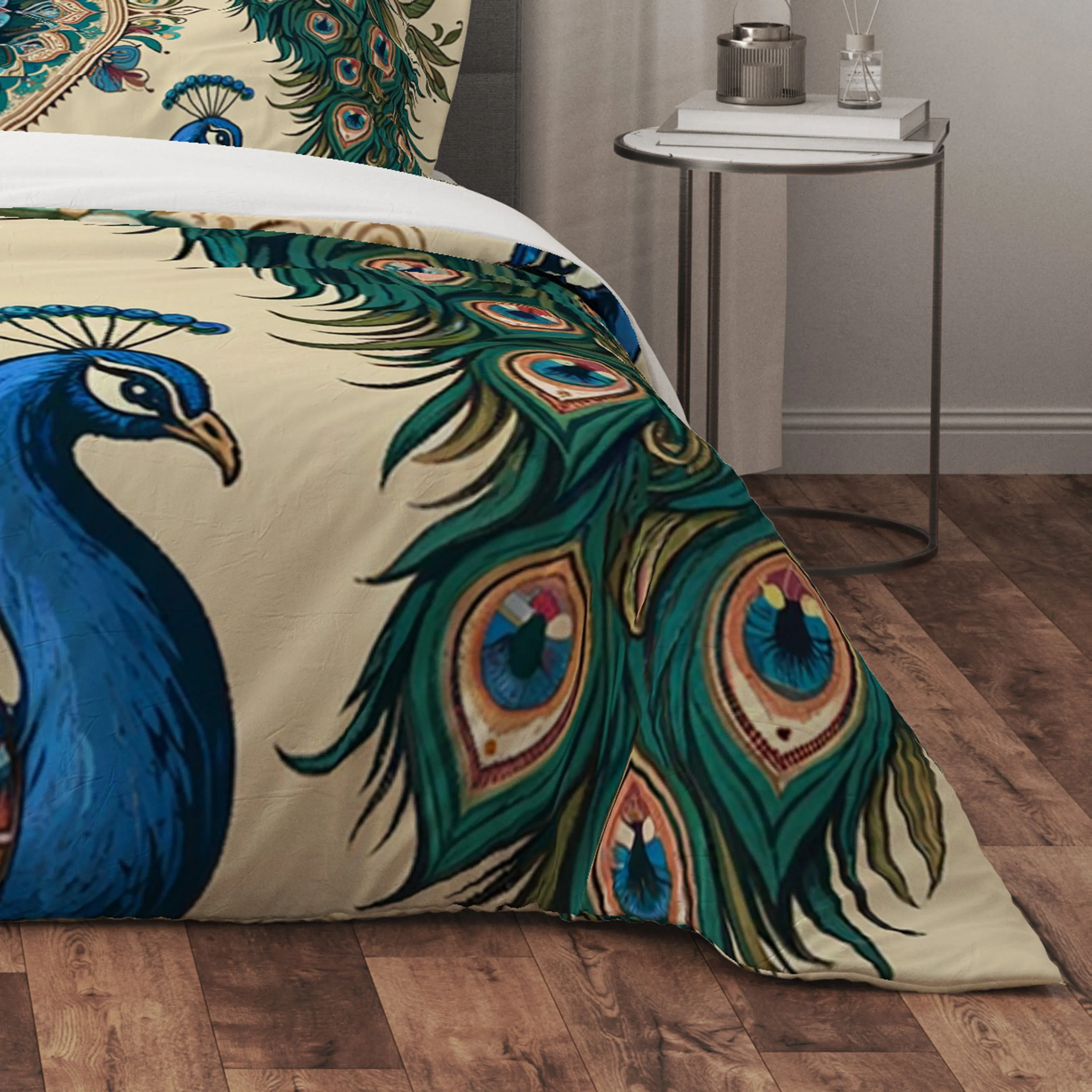 Bohemian Peacock Indian Mandala Reversible Quilt Cover Duvet Cover Set