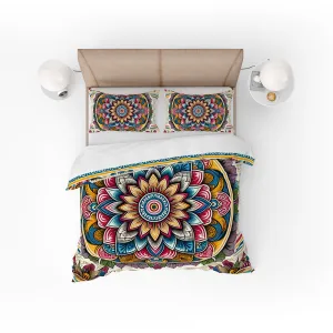 Bohemian Radiant Plum Indian Mandala Reversible Quilt Cover Duvet Cover Set
