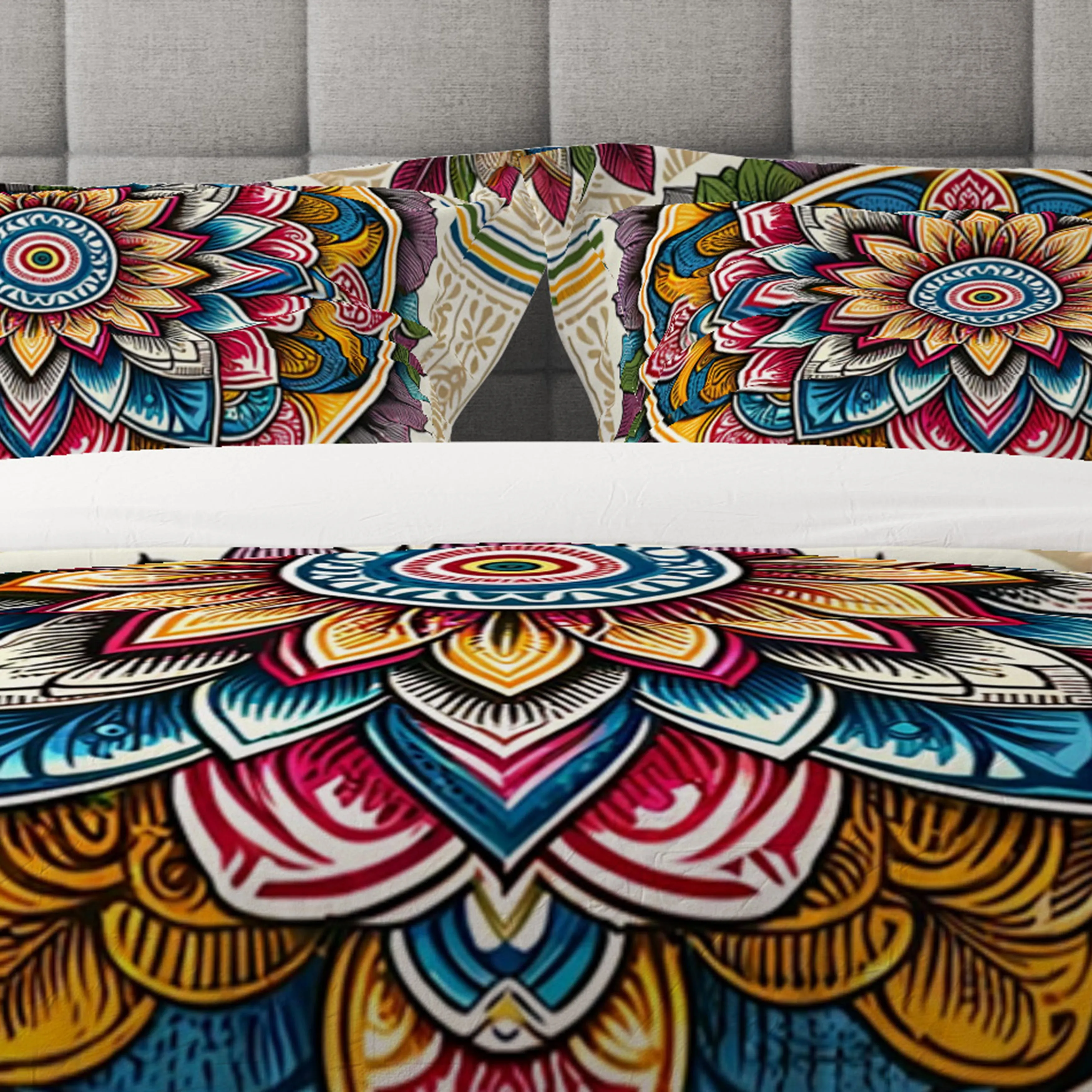 Bohemian Radiant Plum Indian Mandala Reversible Quilt Cover Duvet Cover Set