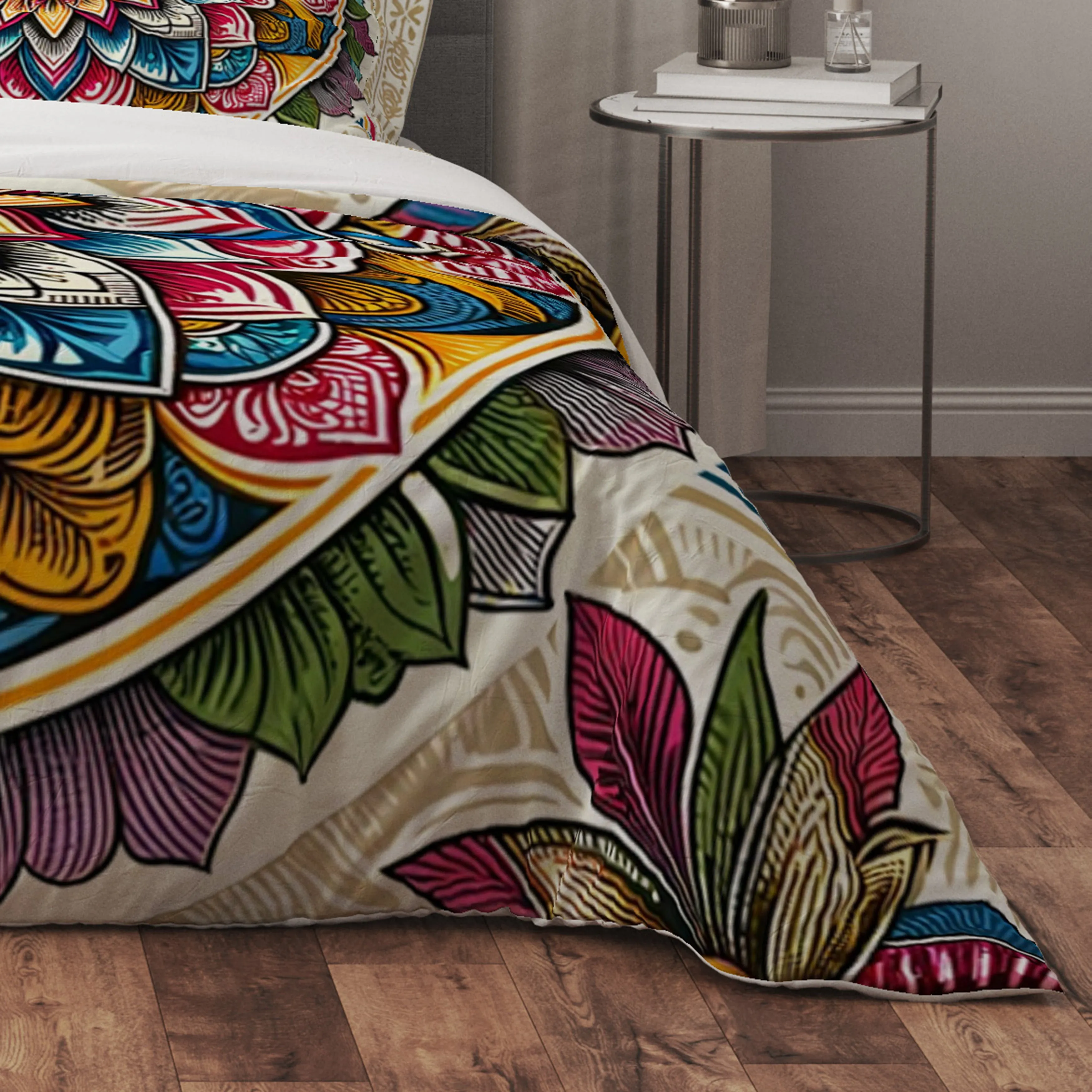 Bohemian Radiant Plum Indian Mandala Reversible Quilt Cover Duvet Cover Set