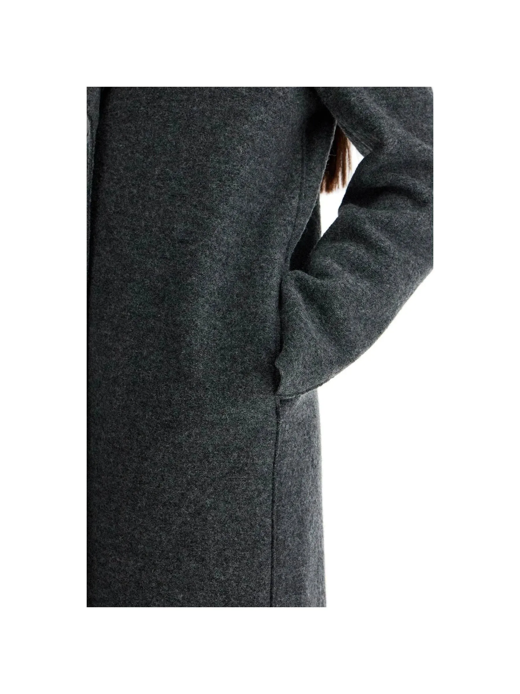 Boiled Wool Single-Breasted Coat
