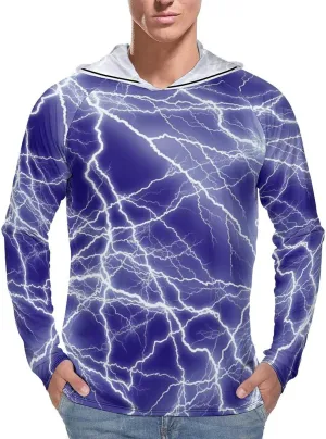 Bolts of Lightning Men's Quick Dry Long Sleeve Shirts UV Sun Protection Moisture Wicking T-Shirt XL