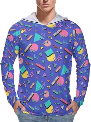 Bright Abstract 80s Men's Quick Dry Long Sleeve Shirts UV Sun Protection Moisture Wicking T-Shirt XL