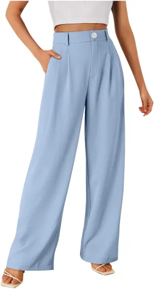 Business Casual Pants for Women Long Women Straight Leg High Waist Pants Going Out Walking Loose Fit Work Trousers