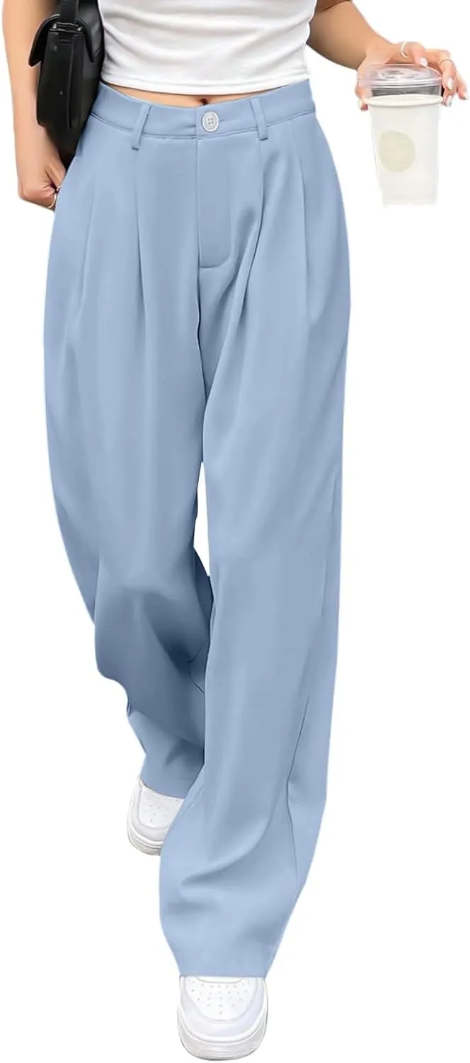 Business Casual Pants for Women Long Women Straight Leg High Waist Pants Going Out Walking Loose Fit Work Trousers