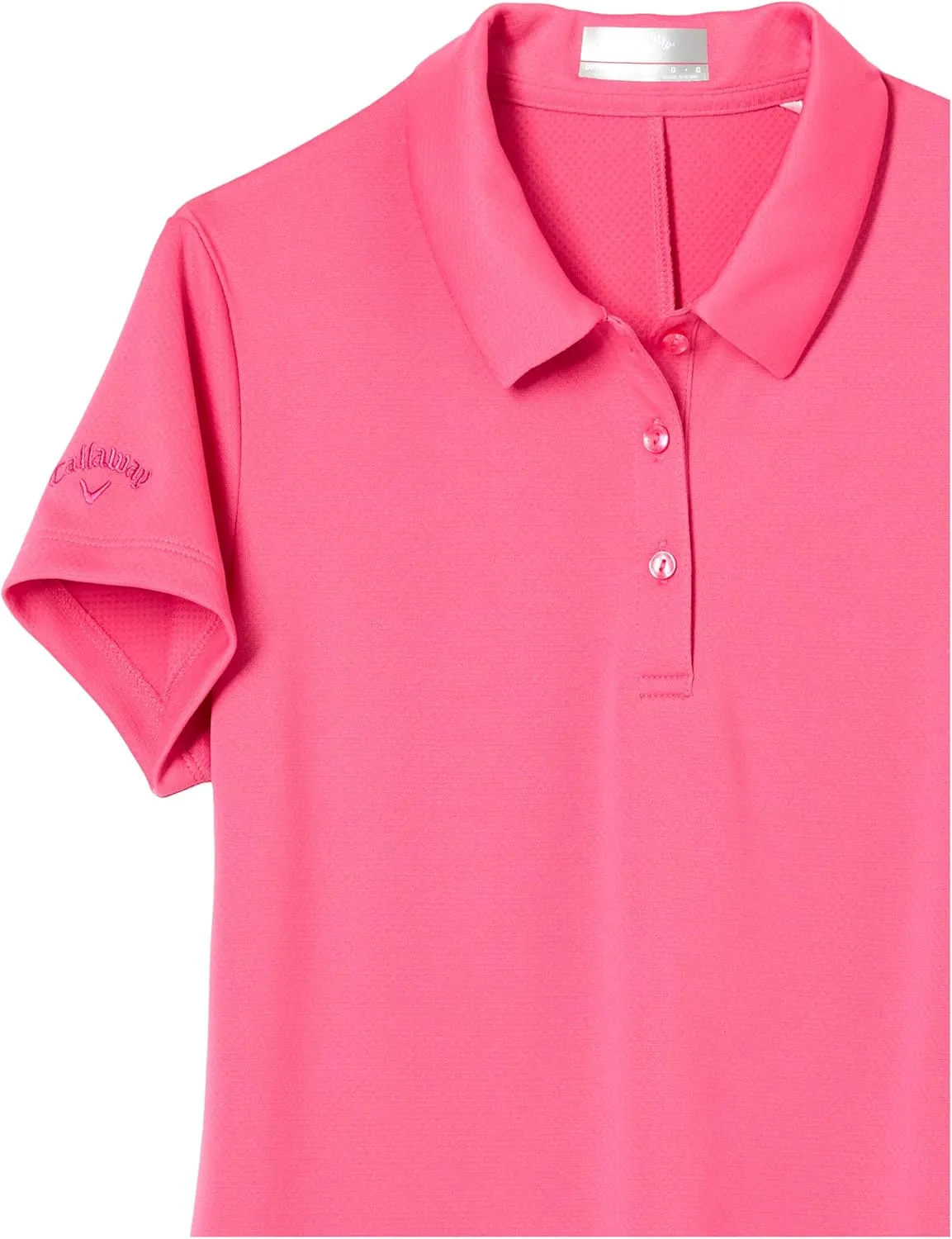 Callaway Girls Micro Hex Solid Short Sleeve Golf Polo Shirt, Moisture-Wicking, Durable Textured Fabric, Sun Protection