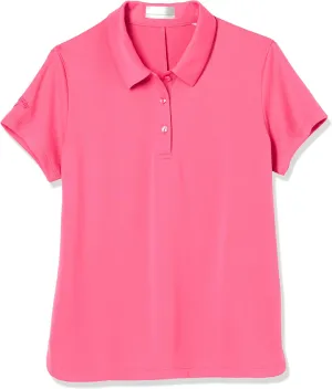 Callaway Girls Micro Hex Solid Short Sleeve Golf Polo Shirt, Moisture-Wicking, Durable Textured Fabric, Sun Protection