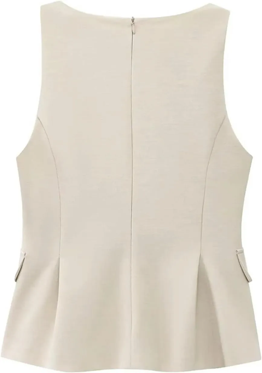 Camisole Women's Solid Color Skirt Tops Spring Summer Sleeveless V Neck Pocket Shirt
