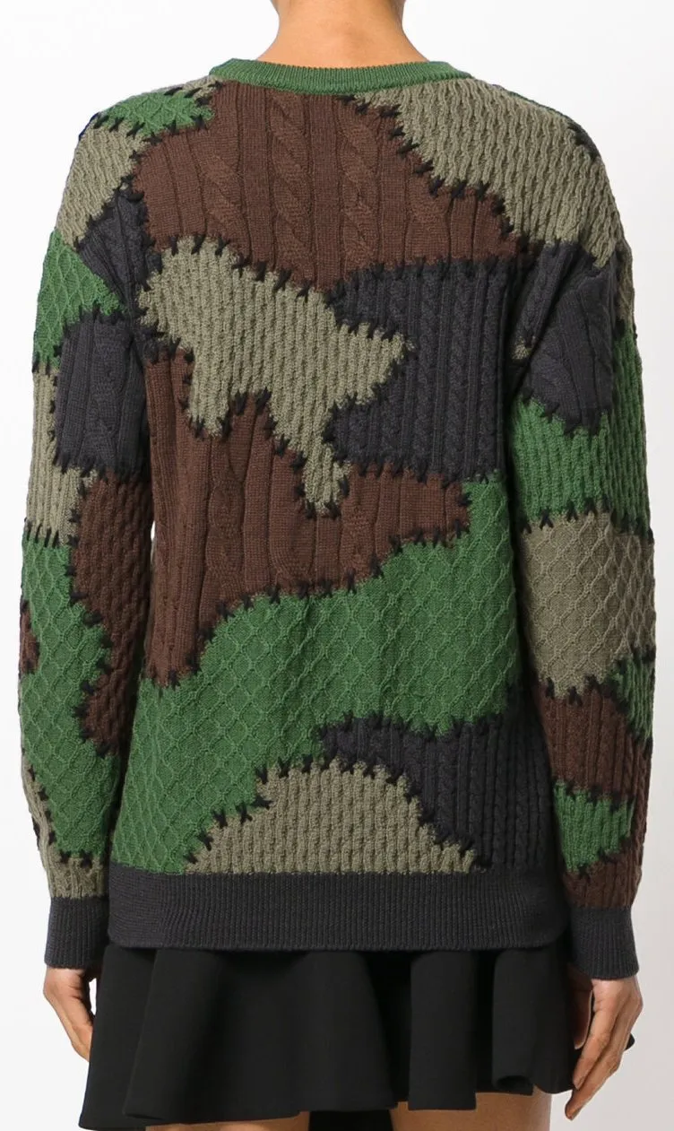 Camouflage Contrast Knit Sweater