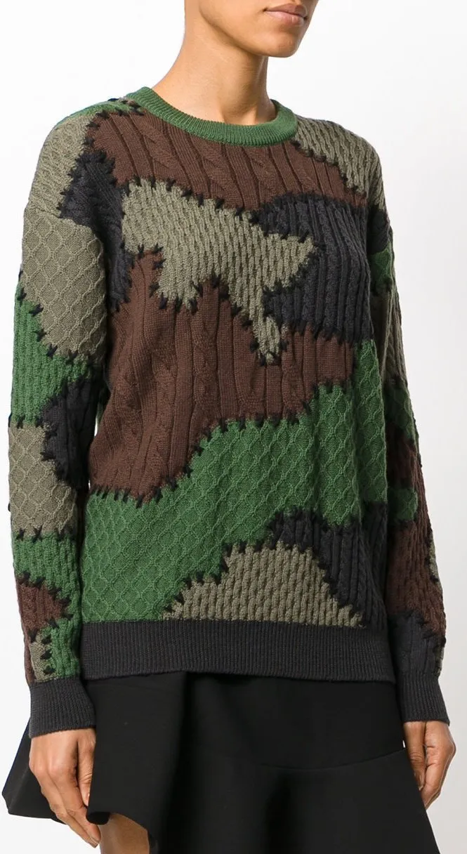 Camouflage Contrast Knit Sweater