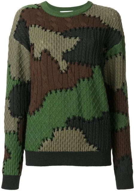 Camouflage Contrast Knit Sweater