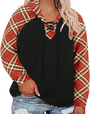 CARCOS Plus Size Hooide Women Long Sleeve Fall Pocket Hooded Sweatershirt XL-5XL