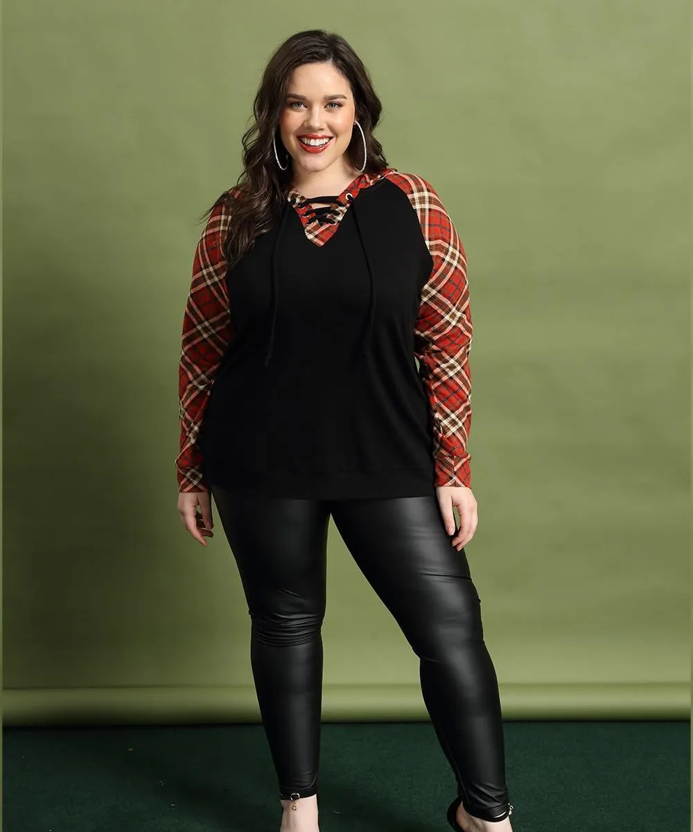 CARCOS Plus Size Hooide Women Long Sleeve Fall Pocket Hooded Sweatershirt XL-5XL