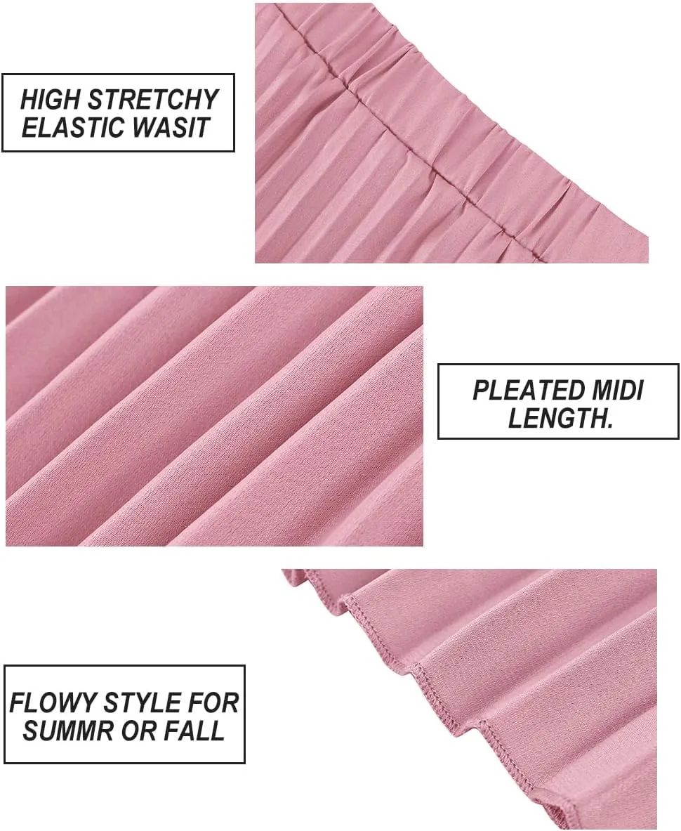 CARCOS Plus Size Midi/Mini Skirks for Women Solid/Star/Striped A Line Flowy High Waist Skirt XL-5XL