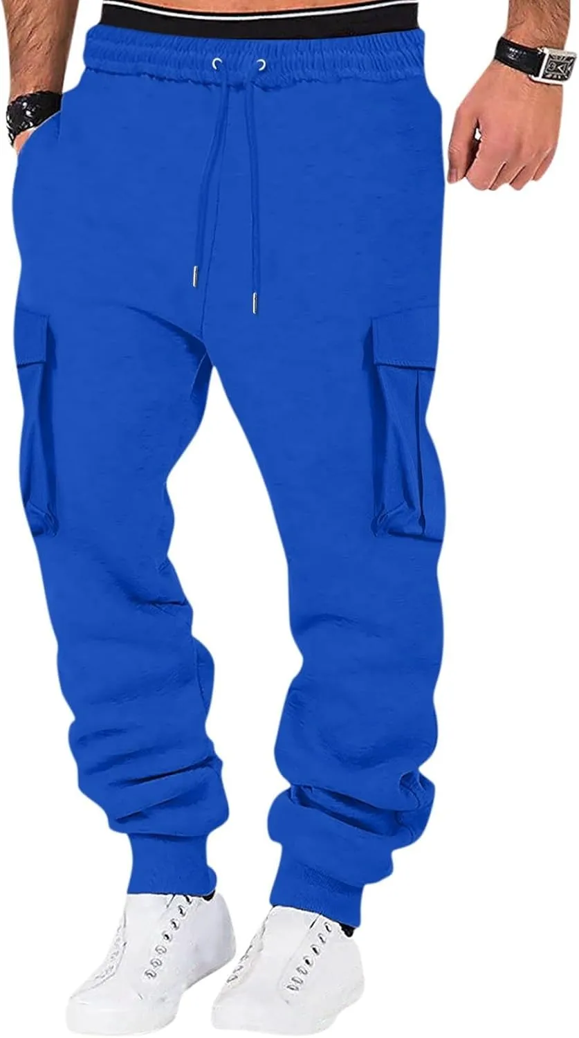 Cargo Pants for Men High Street Leisure Loose Sports Running Solid Color Lace Up Cargo Pants Sweater Men's Jogger