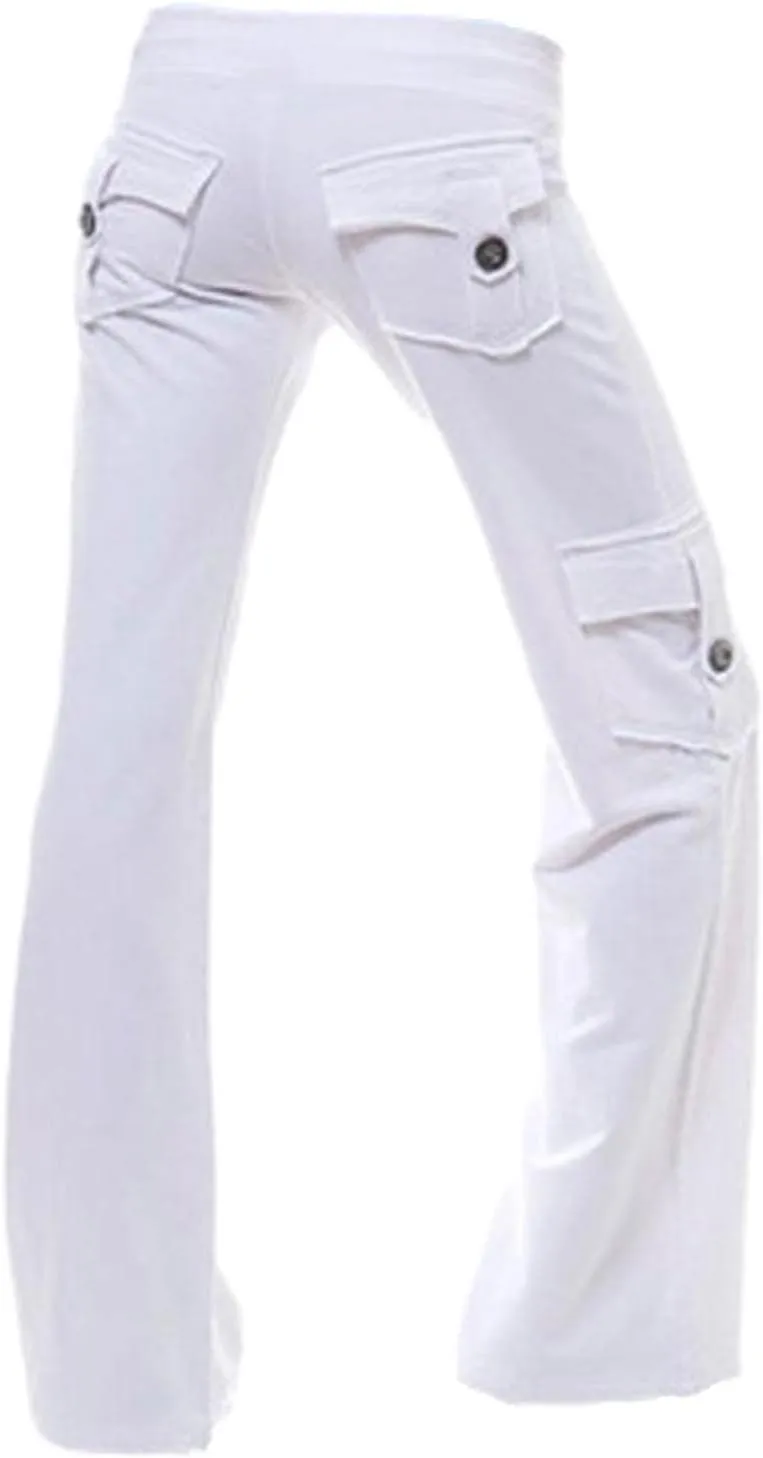 Cargo Yoga Pants for Women Straight Leg Pants with Pockets Bootcut Wide Leg Pants Lightweight Pajama Bottoms Sleepwear