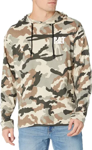 Caterpillar Men's Hooded Banner Long Shirts with UPF 50 Protection, Moisture Control and Cat Logo on Sleeve
