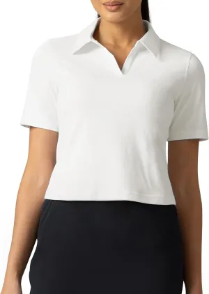 Colorfulkoala Women's Short Sleeve Golf Polo Shirts Collared V Neck Quick Dry Tennis Workout Tops Moisture Wicking
