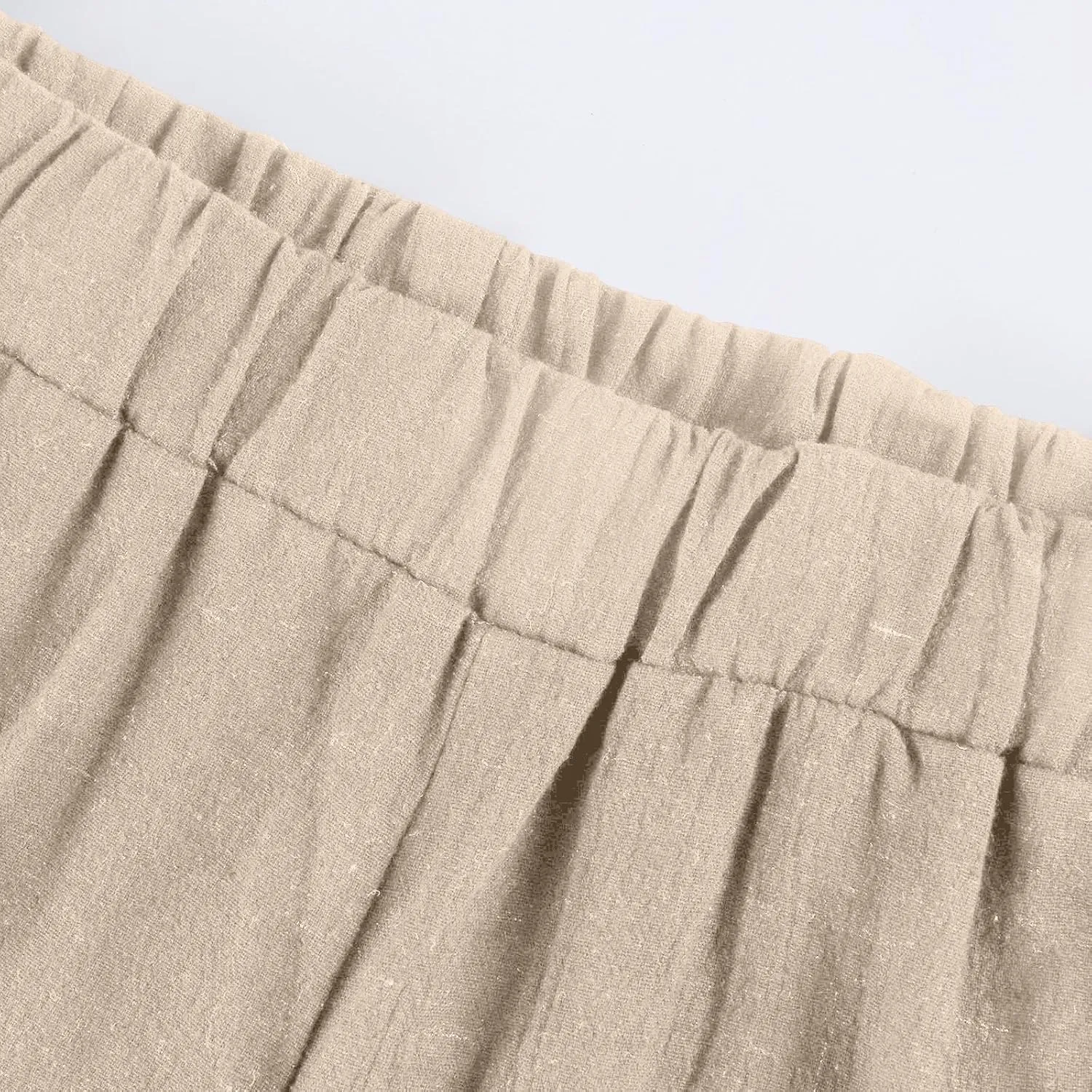 Cotton Linen Capri Pants for Women Trendy Summer High Waisted Lounge Pants Loose Straight Leg Trousers with Pockets