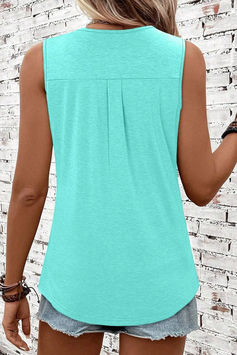 CRAZY GRID Women Summer Tank Tops Round Neck Sleeeveless Folded Front Tunic Casual Outfit 2025 Basic Loose Shirts