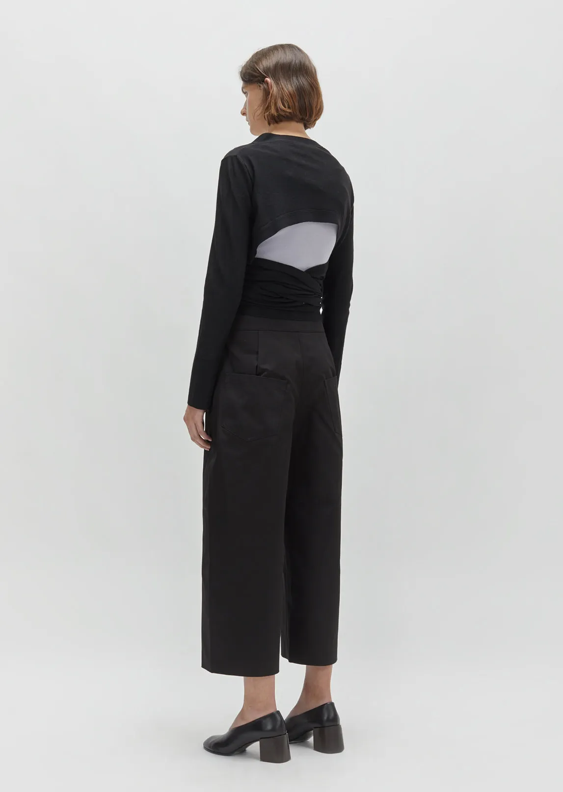Crepe Wool Wrapover Cardigan